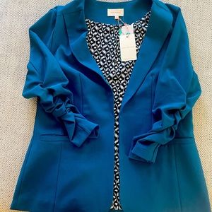 Skies Are Blue teal green blazer